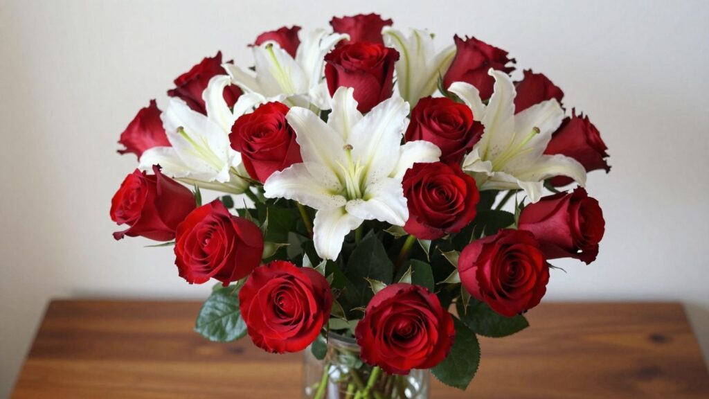 Romantic flower delivery in Altona with roses and lilies.
